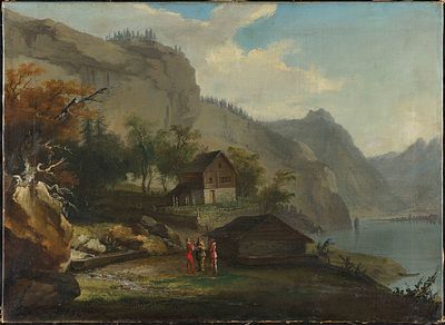 Caspar Wolf 1735–1783/98, Circle of The R&uuml;tli Oath with a View of Lake Lucerne, 1777 Oil on 