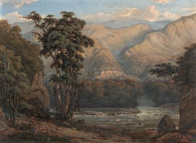 Adolf Methfessel 1836–1909 Lot of two Primeval Forest Landscapes – River Landscape with 