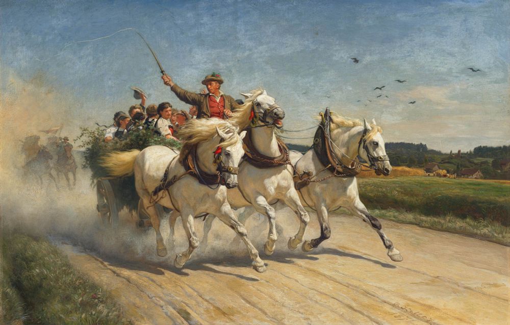 Rudolf Koller 1828–1905 
Joyful Homecoming, 1874 
Oil on canvas 
signed and dated lower right 