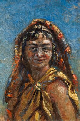 Frank Buchser 1828–1890 Portrait of a Young North African Woman Oil on canvas monogrammed F. B. 