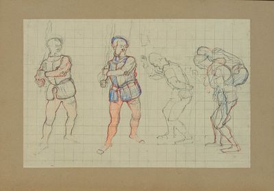Ferdinand Hodler 1853–1918 Lot of two studies – Greeting scene Watercolor over pencil on paper 