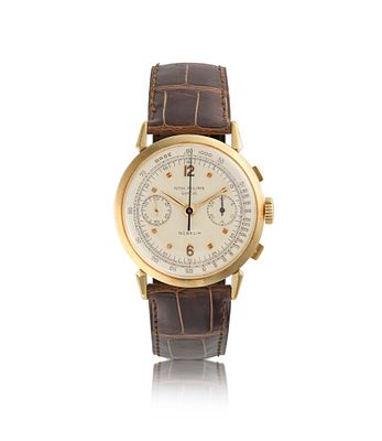 Patek Philippe Retailed by “G&uuml;belin”, Ref. 1579 No. 868528/679665, circa 1953 A 18k yellow gold 