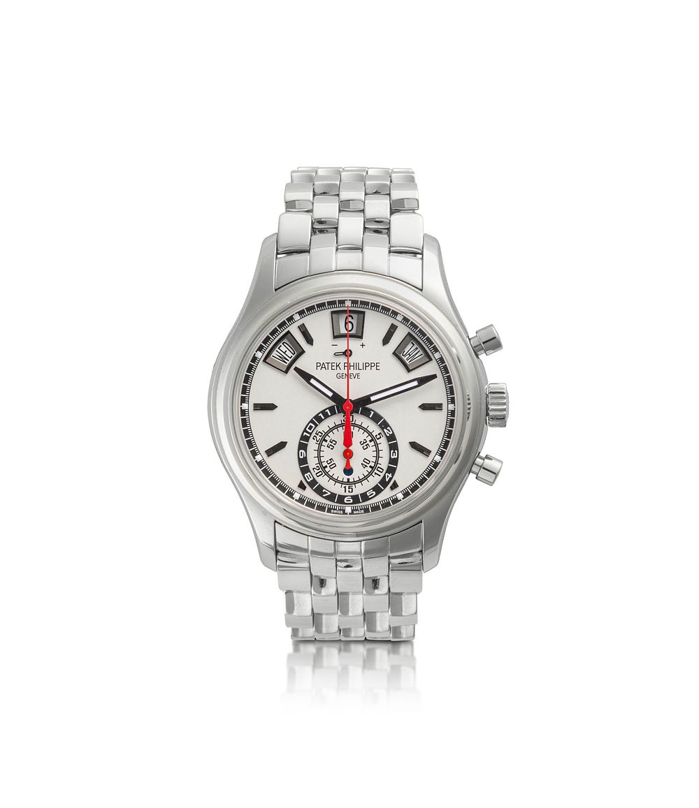 Patek Philippe 
Ref. 5960 1A-OO1 
No. 5845988/6007928, circa 2015 
A stainless steel annual 