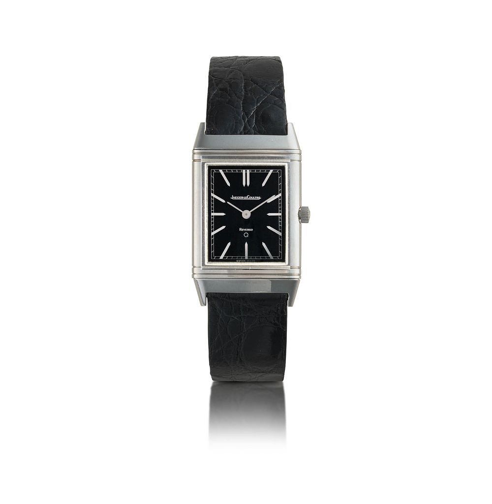 Jaeger-LeCoultre 
Reverso, Ref. 140 021 8 
No. 1 553 660, circa 1988 
A stainless steel quartz 