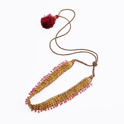 Antique and indian necklaceDesigned as a series of articulated and textured zig-zag chased 