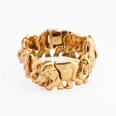 Legnazzi, Valenza, Italy, est. 1911Gold and diamond 'Elephant' bangle, Italy, circa 