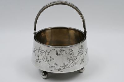 84 Russian Art Nouveau silver candy bowl, 1908-1917, 
Decorated with handmade engravings of 