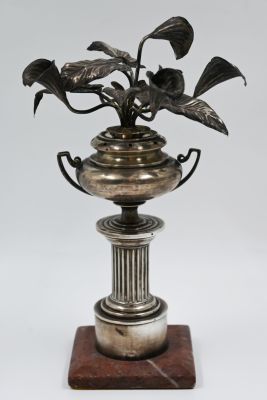 French silver sky tower 
Silver sky tower, France, signed, late 19th century. Decorated by 