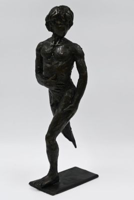 Bronze statue. Shaul Bez 
Bronze statue of a male figure in motion. Signed in English Shaul 