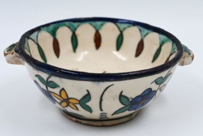 Armenian ceramic bowl, Marked, Jerusalem, decorated with flowers all over the inside and 