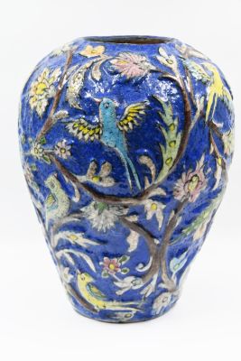 A large vase, Armenian ceramics, Jerusalem, signed at the bottom, decorated with flowers and 