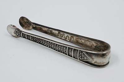 Silver Tongs, Bezalel 
Sugar cube tongs made by Bezalel, circa 1920. Made of silver and 