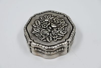 Antique German 830 silver tobacco box, circa 1900, marked, designed in the round and 