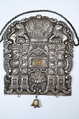Flew to Sefer Torah, made of large and very impressive silver, Europe, artisan work, decorated 