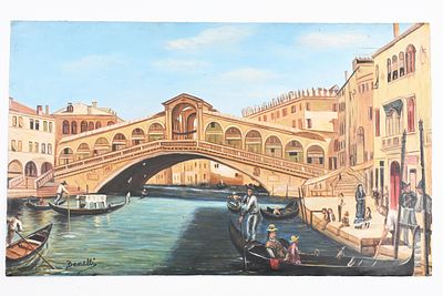 Venice. Italy, signed BENELLI, handmade painting on a copper plate depicting the beautiful 