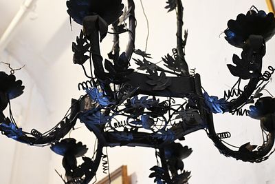 An impressive and unusual handmade iron chandelier, Arnebo, circa 1920. 
Height: 105 cm