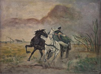 צייר רוסי, שמן על בד, חתום, מידה: 80X60 ס'