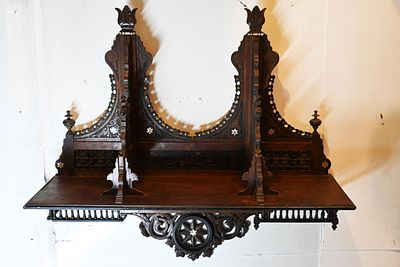 Large Jewish Damascus Shelf 
Large wooden Jewish Damascus hanging shelf, Syria, late 19th 