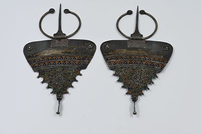 Large brooches - silver and enamel - Tizanite, Morocco 
Large brooch-pins, Tizanite region 