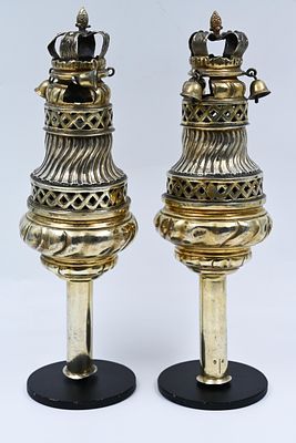 Rare, Silver Torah Scroll Pomegranates, Nuremberg, early 19th century 
A rare German silver 