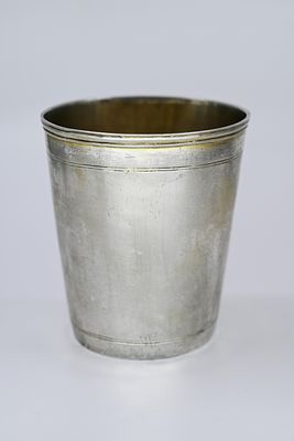 Silver Kiddush Cup, Austria-Hungary, circa 1820, stamped. Cylindrical cup, smooth, with 