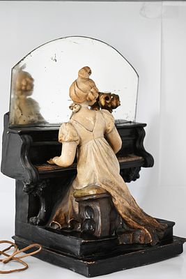 Goldscheider - large. Figure of a girl playing in front of a mirror, height 60 cm, early 20th 