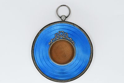 Silver frame and Russian enamel, Faberg&eacute; 
Silver frame, decorated with guilloch&eacute; enamel and 
