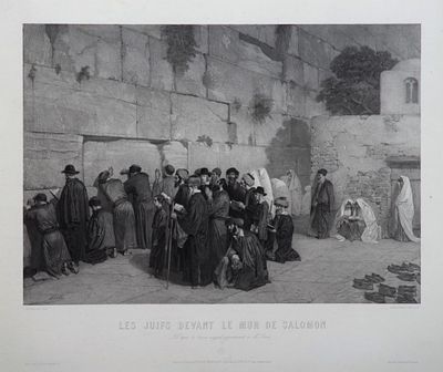 מתפללים בכותל המערבי - אלכסנדר בידה 
Les Juifs Devant le Mur de Salomon. מתפללים בכותל המערבי. 