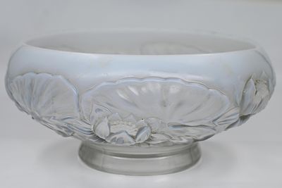 קערה זכוכית צרפתי יוקרתי בסגנון DAUM, עשוי זכוכית יצוקה מסוג pate de vere, גובה: 12 ס', קוטר: 26 ס'