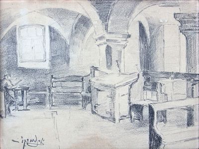 The Last Prayer by Joseph Budko 1888 - 1940 
Graphite on paper, signed by the artist, very good 