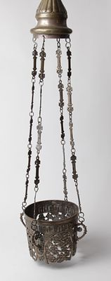 Silver Memorial Menorah - Synagogue in North Africa, 1902 
A memorial menorah for hanging in a 