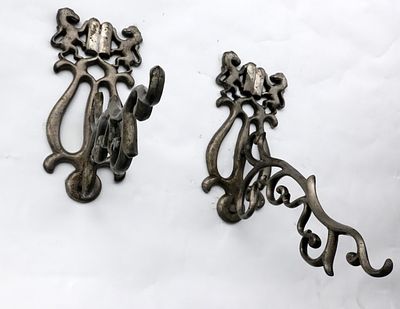 Pair of lampstands in the Holy Place, synagogue, Poland. 
Pair of wall lampstands, the back of 