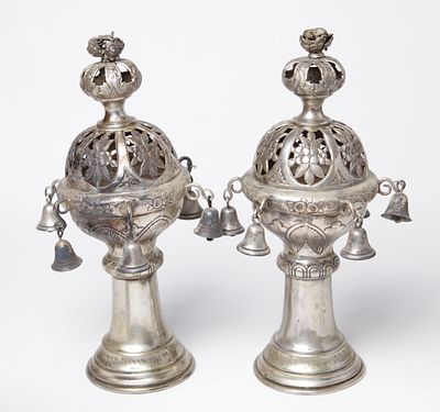 Torah Finials .made of silver, signed, Vienna Austria Hungary, year 1982, craftsman Ziehrer 