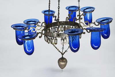 Silver Menorah for Hanging in a Synagogue - Iraq. Weight: 1,055 kilos 
A magnificent menorah 
