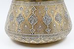 Large bowl made of brass in Damascus work decorated with Damascus work with silver inlay and Image - 1