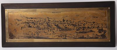 Copperplate - Panoramic Map of Jerusalem 
Copperplate with panoramic map of Jerusalem. 