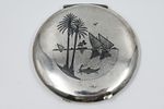 Silver Podria, Iraq, 1937, decorated with black Nilo work on both sides with a description of Image - 1