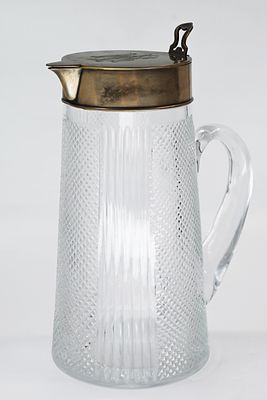 Antique Russian crystal and silver decanter, fine art, good condition, height 31 cm.