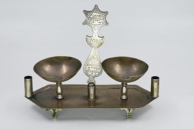 Silver Sabbath oil candle, Afghanistan, late 19th century. Weight: 285 grams. Decorated with 