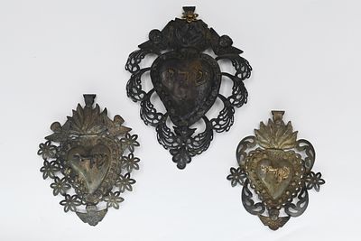 Three silver amulets – Italy, 19th and early 20th century 
Three amulets made of tin-silver 