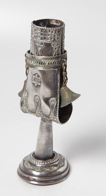 Bezalel Jerusalem. Signed 925. 40-50 s'. Havdalah candle holder made of silver decorated with 