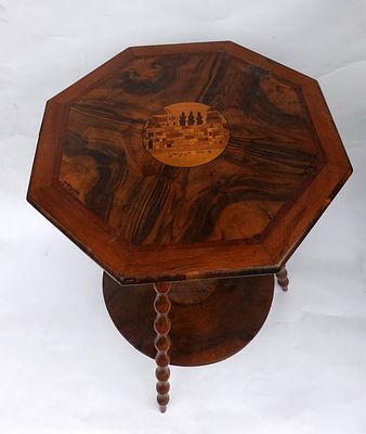 Jerusalem Olive Wood Table 
Olive wood side table, Jerusalem, Israel. Standing on three 