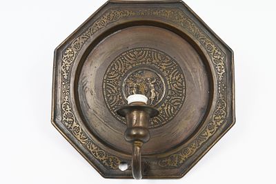 Decorated wall sconce. Made by "Bezalel", Jerusalem, circa 1920s 
Signed "Bezalel Jerusalem". 
