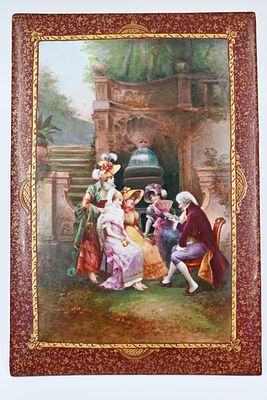Austrian porcelain plate, Alt-Wien, signed, decorated with a painting on a print with female 