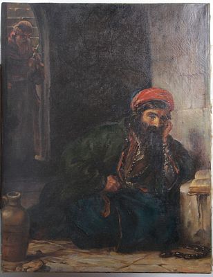 ציור שמן 'הרב' העתק ע"פ דניאל מוריץ אופנהיים. אמן לא ידוע. תחילת המאה ה-20. 
שמן על בד 