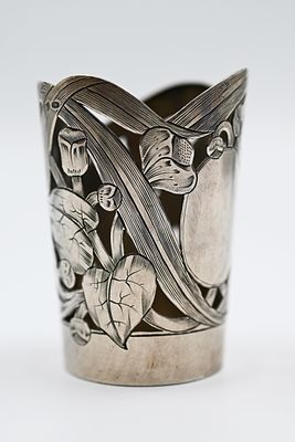 Russian Art Nouveau Solid Silver 84 Cup Holder, Maker's Stamp, 68g, Moscow 
Russian Art Nouveau 