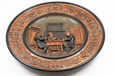A large antique Austrian terracotta plate from the 19th century, made by Musterschuts 