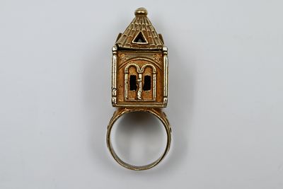 Jewish wedding ring made of gilded silver. Early 20th century. 
Silver wedding ring. At the top 