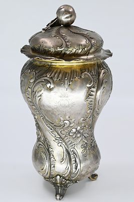 German Silver Cup. Weight: 610 grams. 
Three-legged silver cup, Germany, signed. 19th century. 