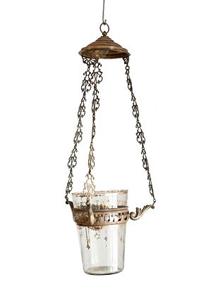 Large and magnificent silver memorial candle for the synagogue – Morocco, 1922, 
A silver 